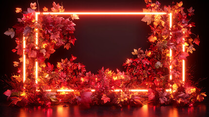 Autumnal neon frame decor