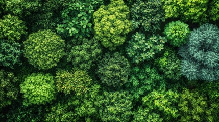 Lush Green Canopy Aerial View of Diverse Foliage