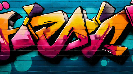 Colorful Graffiti Art Design On Blue Wall