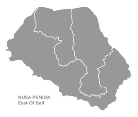 The Indonesian Island Of Nusa Penida Located East Of Bali Map Vector