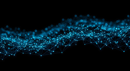 Abstract Teal Network Wave, Digital Particle Flow