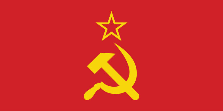Soviet Union Flag Icon, Red and Gold Symbol. Flag of the USSR. Symbol of Communism.