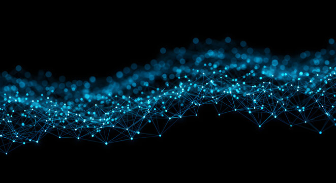 Abstract Teal Network Wave, Digital Particle Flow