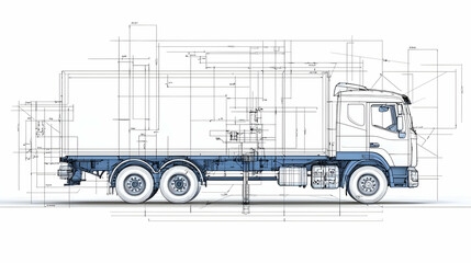 Technical Drawing Of A Flatbed Truck