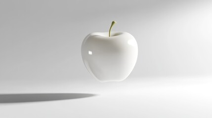 Obraz premium A pristine white apple, floating against a bright white background