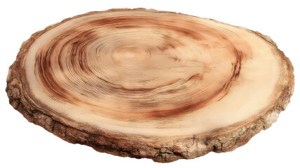 Palm Wood Slice with Texture Isolated on White Transparent Background