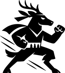 Fototapeta premium Superhero Deer in Action A stylized illustration of a powerful deer superhero running with determination embodying strength agility and environmental protection.