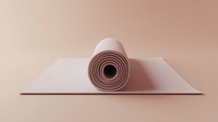 Rolled exercise mat on a mat
