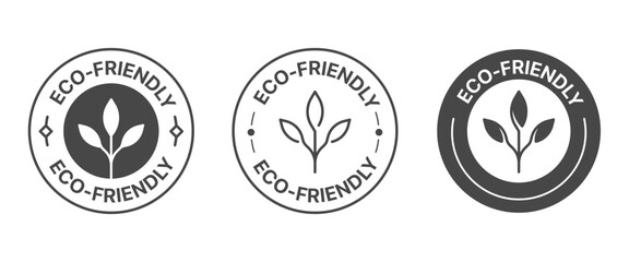 Eco-friendly Badge Icons with leaf Symbols for green product, Vector Illustration