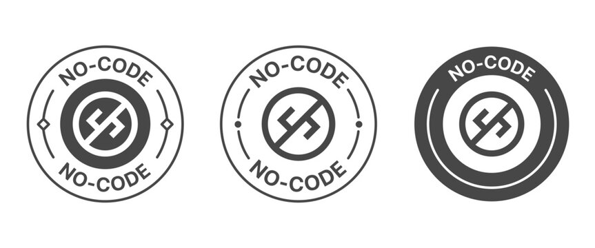 No code Badge Icons with no-code symbol for AI-Powered coding platform, Vector Illustration