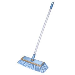 Watercolor Illustration of Floor Mop, Isolated on Transparent Background