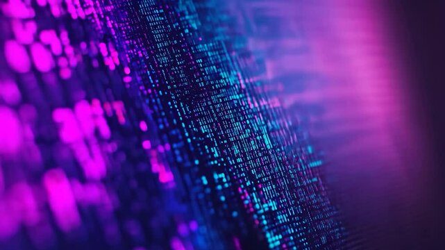 Abstract digital design featuring a blue binary code pattern evokes modern technology and data communication