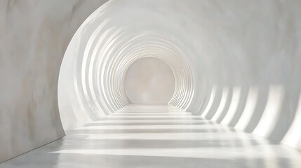 Fototapeta premium Modern architectural space minimalist tunnel interior white environment abstract design inspirational viewpoint