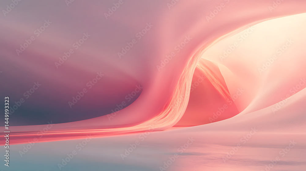 Poster flowing abstract wave patterns digital realm serenity art ethereal environment aerial view tranquil 
