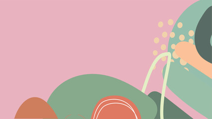 Abstract banner background. Pink, green pastel color, trendy background graphic design. Suit for business, cover, header, wallpaper, corporate, website, flyer.