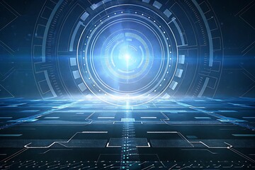 Obraz premium Abstract Futuristic Technology Background with Glowing Circular Interface