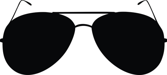 Black aviator style sunglasses stand out on the bright white simple background