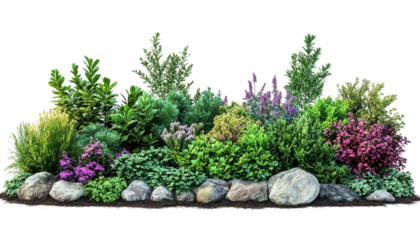 flowers in a garden  isolated on transparent background