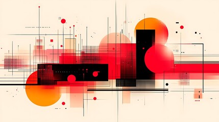 Obraz premium Geometric abstraction with red and black