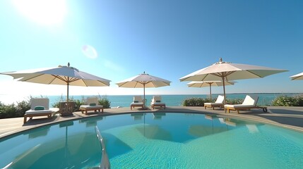 Luxury Poolside Oasis with Stunning Sea Views