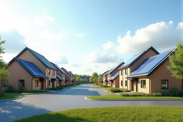 Obraz premium A photo of a newly constructed eco-friendly house with solar panels and energy-efficient windows