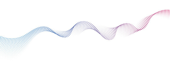 Flowing Dot Wave halftone gradient pattern on transparent background