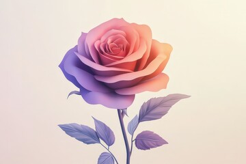 Fototapeta premium Delicate, colorful rose illustration in pastel tones.