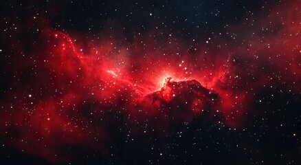 A breathtaking view of the crimson nebulae, a celestial spectacle of glowing gas and stars.