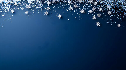 Abstract Snowflake Border On Dark Blue Background