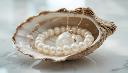 Kalung Mutiara dalam Cangkang Kerang Estetik
