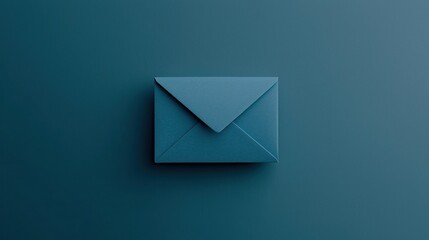 A blue envelope lies centered on a matching textured background, creating a minimalist and modern composition.