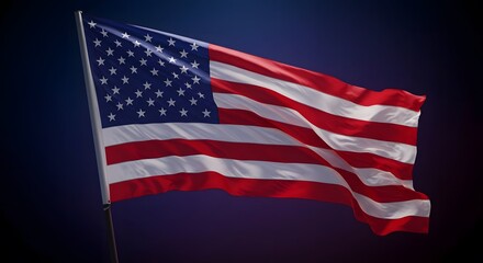 Obraz premium Waving American Flag Symbolizing Patriotism and Independence Day Celebration