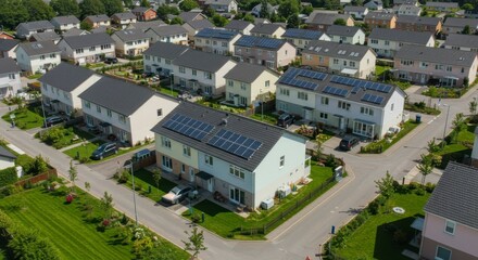Fototapeta premium Residential neighborhood with solar panels