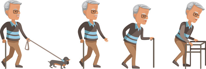 Elderly use canes set