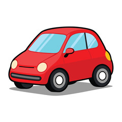 Obraz premium Red cartoon car is facing the left in clean image