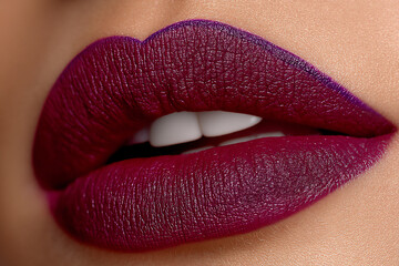 Obraz premium chic plum lipstick purple eyeliner pink blush