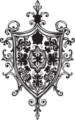 Medieval warriors weapon vector illustration. Crossed axes, shield and castle