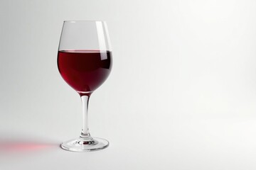 Rich red wine in a glass, clean white backdrop, delicious, pour
