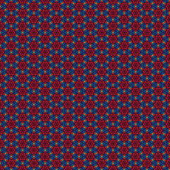 Red Blue Geometric Star Pattern Seamless Textile Design Art Print Style Image Repeat Fabric Modern  