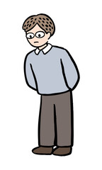 何かを眺める眼鏡の男性のベクターイラスト