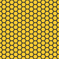 Abstract Honeycomb Geometric Seamless Pattern Yellow Black Art Grid Cell Style Design Vector Repeat 