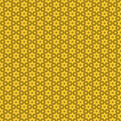 Golden Geometric Star Hexagon Pattern Seamless Design Texture Style Print Yellow Repeat Vector      