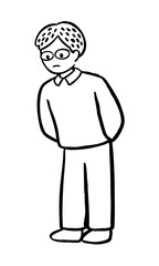 何かを眺める眼鏡の男性のベクターイラスト