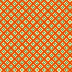 Geometric Seamless Pattern Design Orange Green White Squares Repeating Texture Background Modern    