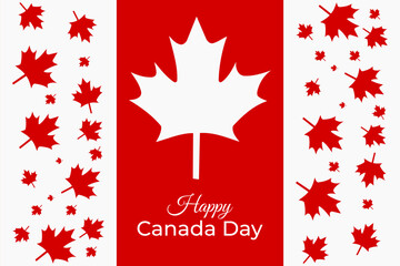 Canada Day Greeting Card with Maple Leaves