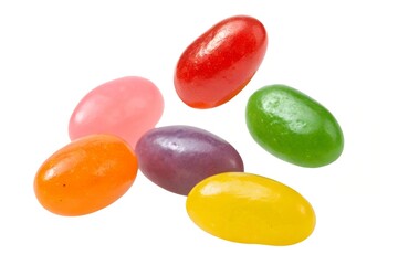 Colorful Jelly Beans in a Close-up Shot on a White Background