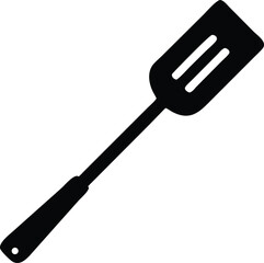 Naklejka premium The silhouette of a black spatula with three slots is presented clearly here