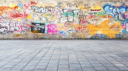 Graffiti wall and street background