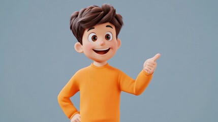 Animated boy pointing