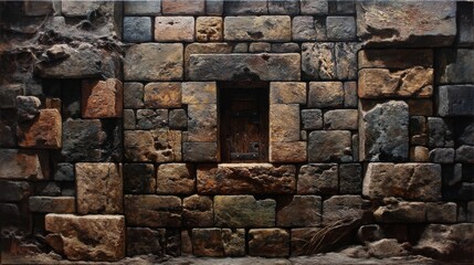 Among the aged stone blocks, one slab stands out—etched with scratches as if repeatedly tampered with, hinting at a concealed passage or chamber. 